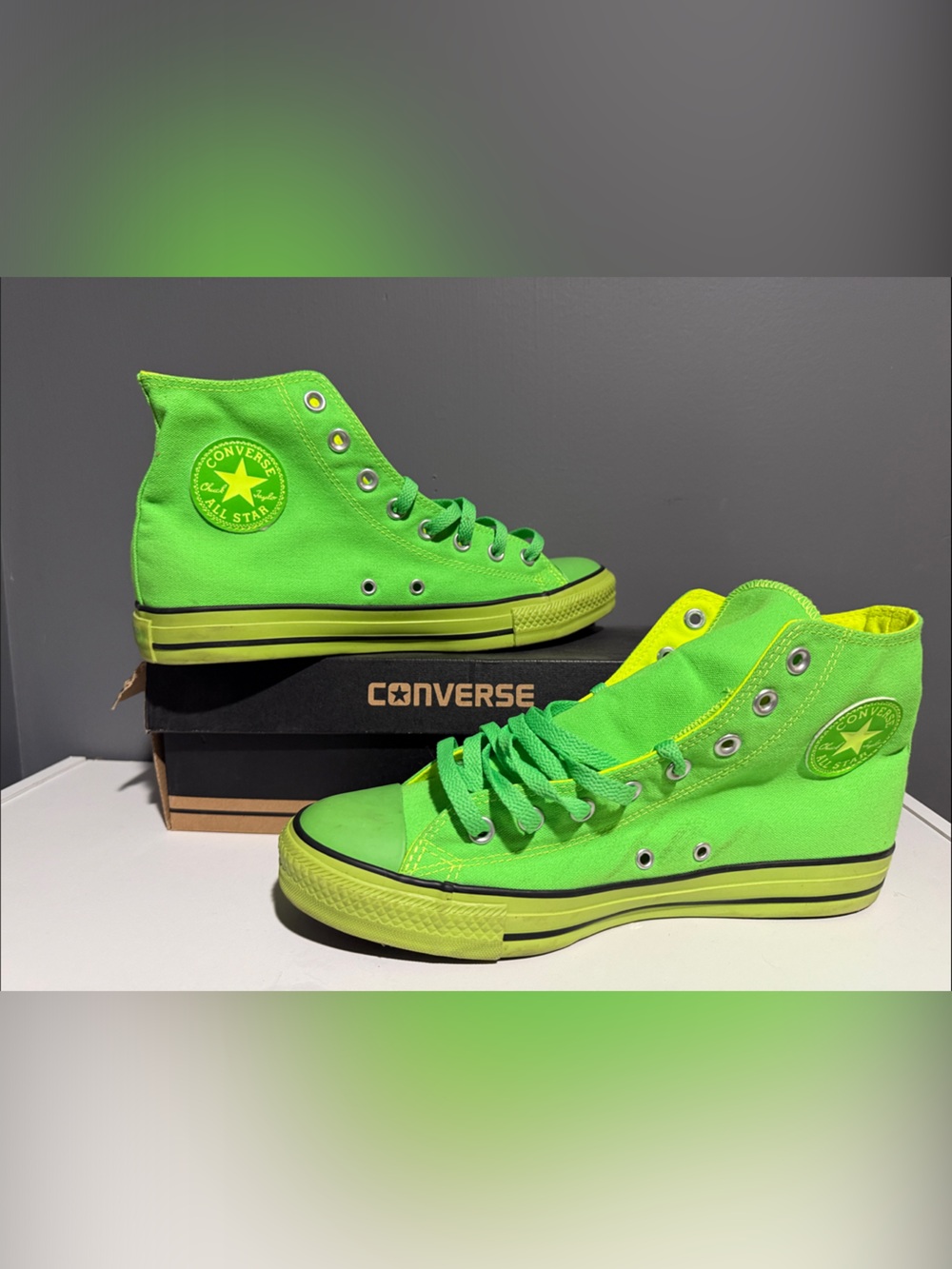Converse Adult Unisex Neon Green High-Top Canvas Sneakers